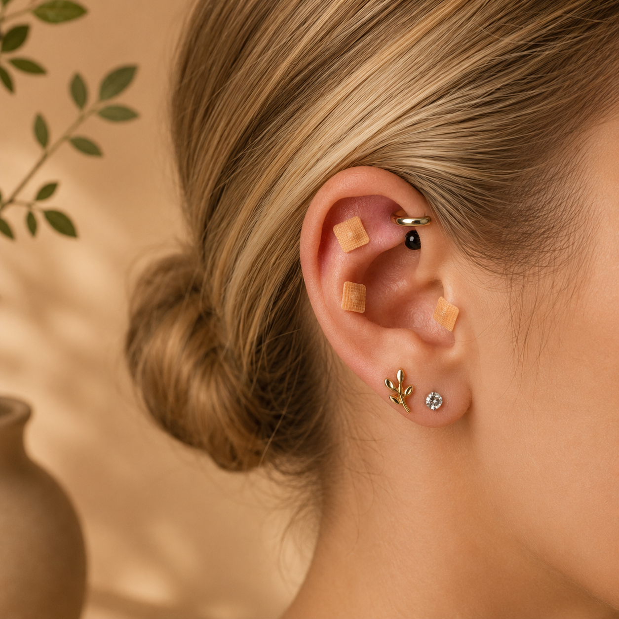 Herbal ear seeds applied to the ear